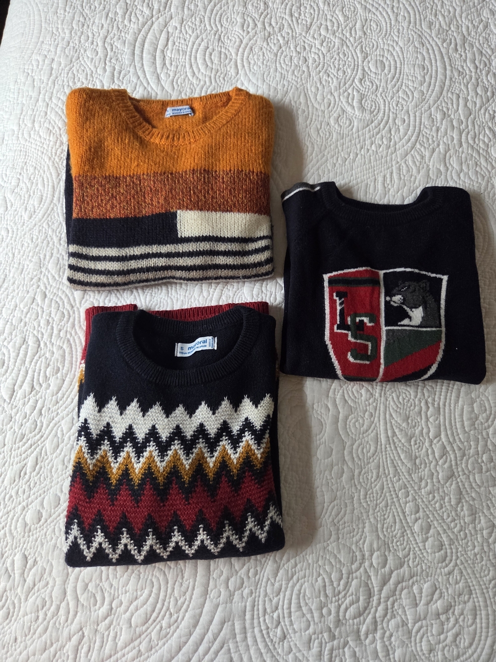 Mayoral Black Sweater with Red, Green & White Shield Crest